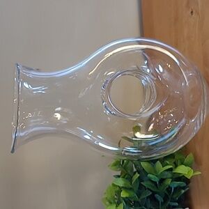 HANDBLOWN Clear Glass Water or Wine Decanter with Donut Hole Detail